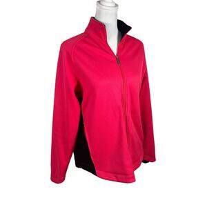 Nike Golf Therma Fit Pink Black Full Zip Athletic Jacket Medium Women Collared